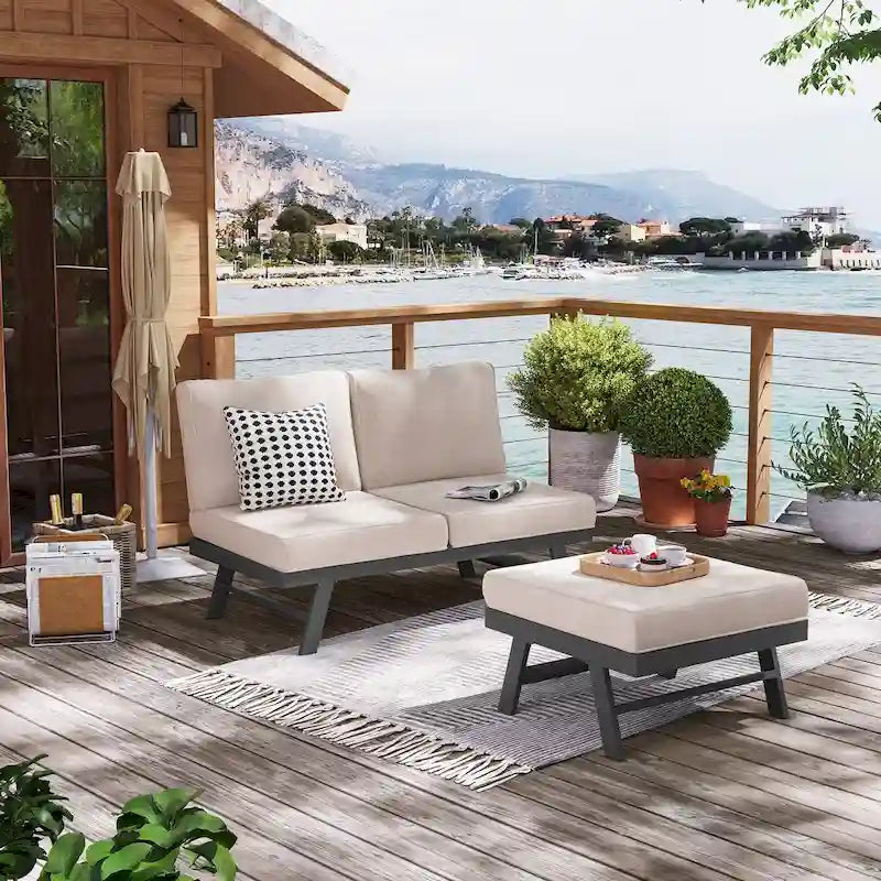 VredHom Outdoor Sectional Set Aluminum Patio Daybed Sofa