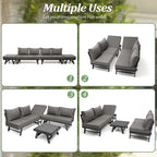 VredHom Outdoor Sectional Set Aluminum Patio Daybed Sofa