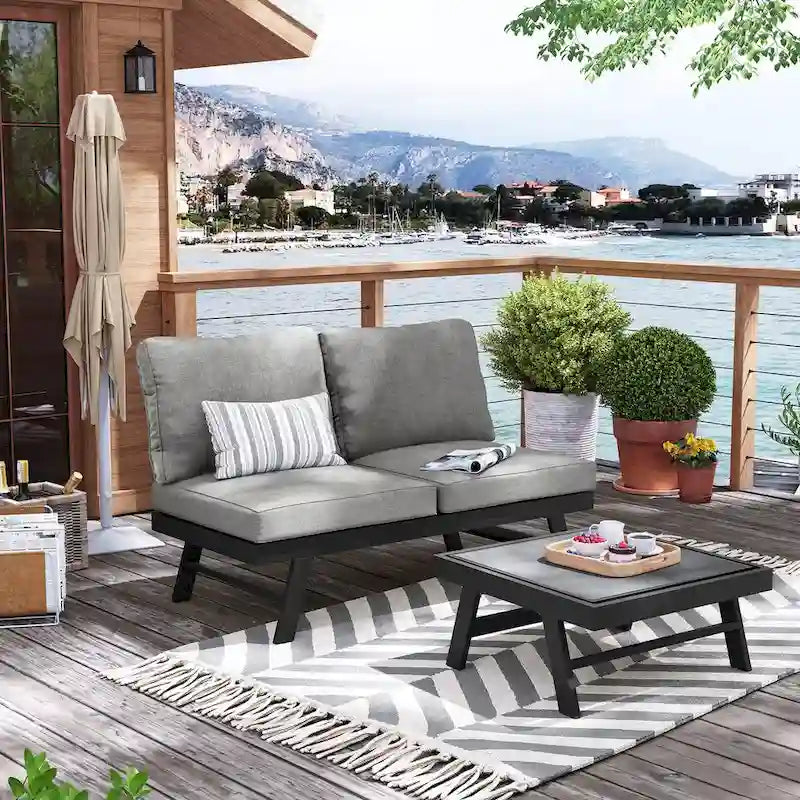 VredHom Outdoor Sectional Set Aluminum Patio Daybed Sofa