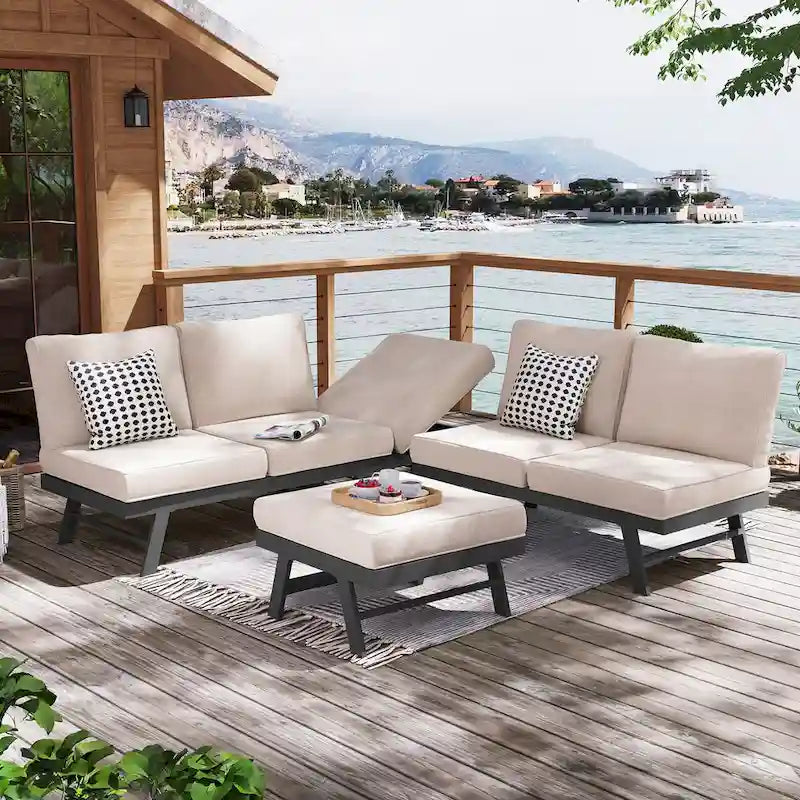 VredHom Outdoor Sectional Set Aluminum Patio Daybed Sofa