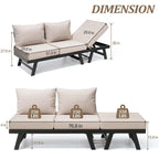 VredHom Outdoor Sectional Set Aluminum Patio Daybed Sofa