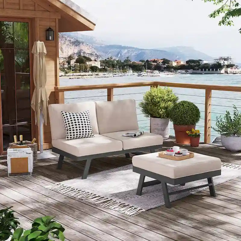VredHom Outdoor Sectional Set Aluminum Patio Daybed Sofa