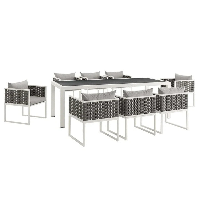 Stance 9 Piece Outdoor Patio Aluminum Dining Set - N/A