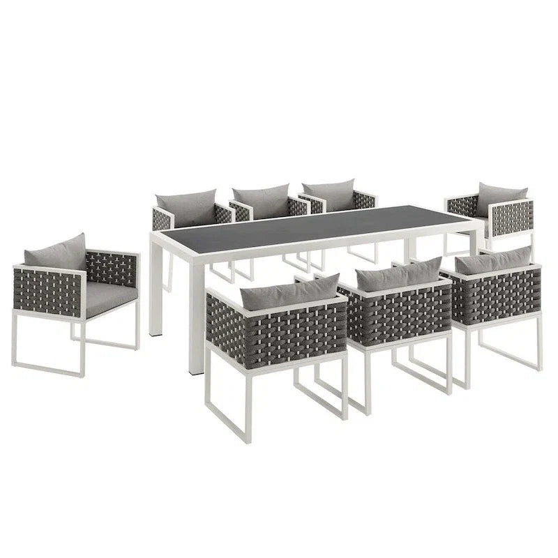 Stance 9 Piece Outdoor Patio Aluminum Dining Set - N/A