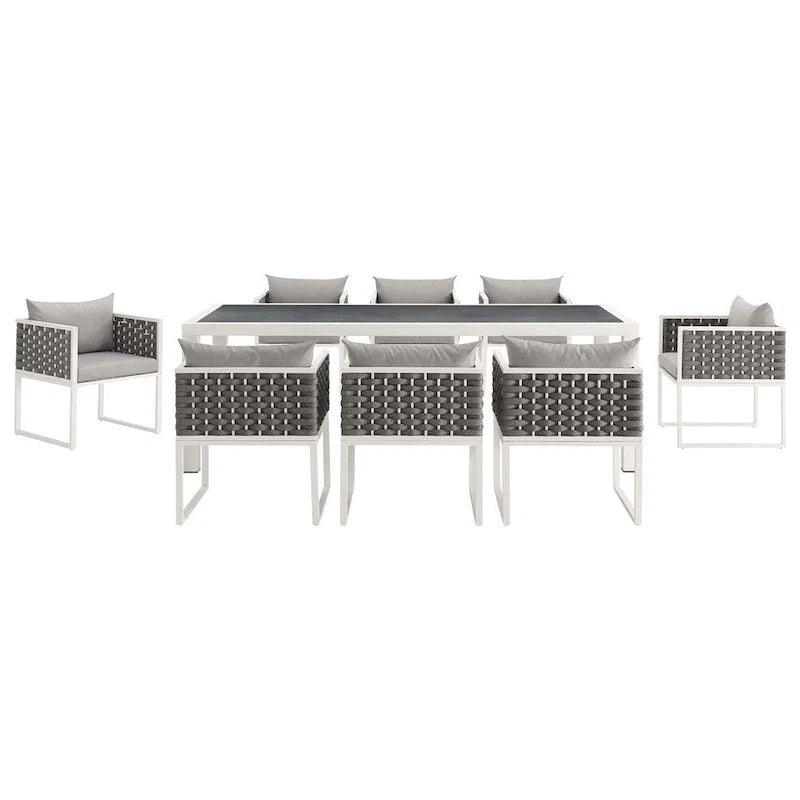 Stance 9 Piece Outdoor Patio Aluminum Dining Set - N/A
