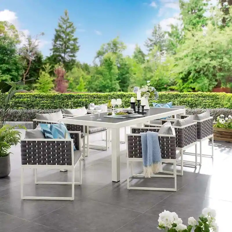 Stance 9 Piece Outdoor Patio Aluminum Dining Set - N/A