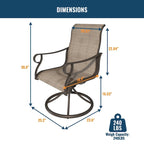 Textilene Swivel Chair for Terrace(set of 2)