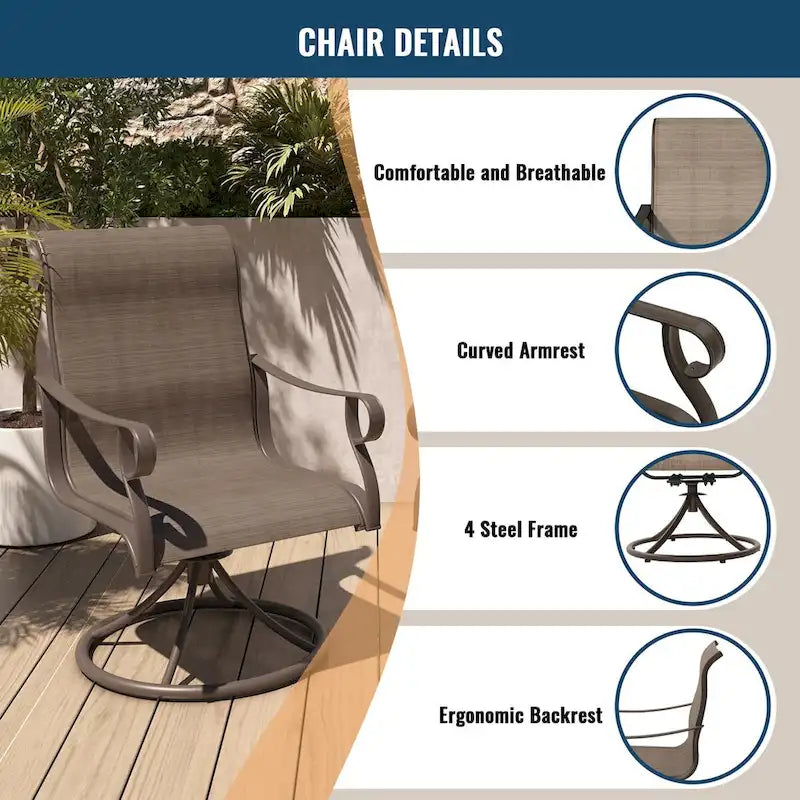 Textilene Swivel Chair for Terrace(set of 2)