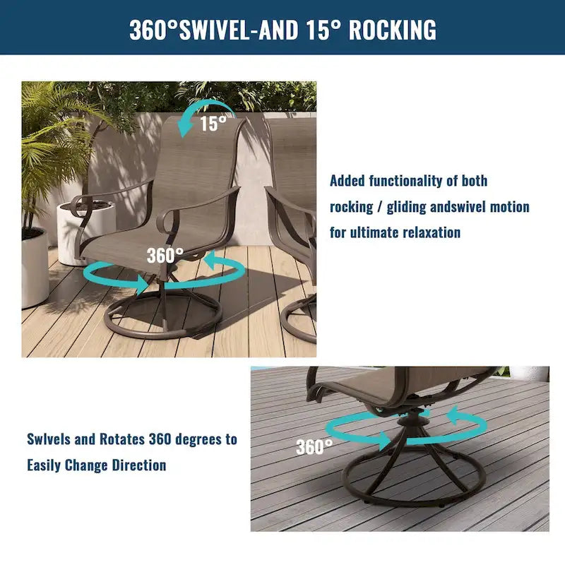 Textilene Swivel Chair for Terrace(set of 2)