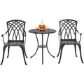 Yaheetech 3-Piece Patio Bistro Set, Cast Aluminum Bistro Table and 2 Chairs Set