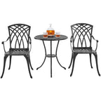 Yaheetech 3-Piece Patio Bistro Set, Cast Aluminum Bistro Table and 2 Chairs Set