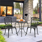 Yaheetech 3-Piece Patio Bistro Set, Cast Aluminum Bistro Table and 2 Chairs Set