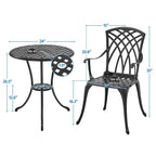 Yaheetech 3-Piece Patio Bistro Set, Cast Aluminum Bistro Table and 2 Chairs Set