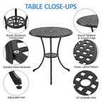 Yaheetech 3-Piece Patio Bistro Set, Cast Aluminum Bistro Table and 2 Chairs Set