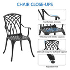 Yaheetech 3-Piece Patio Bistro Set, Cast Aluminum Bistro Table and 2 Chairs Set