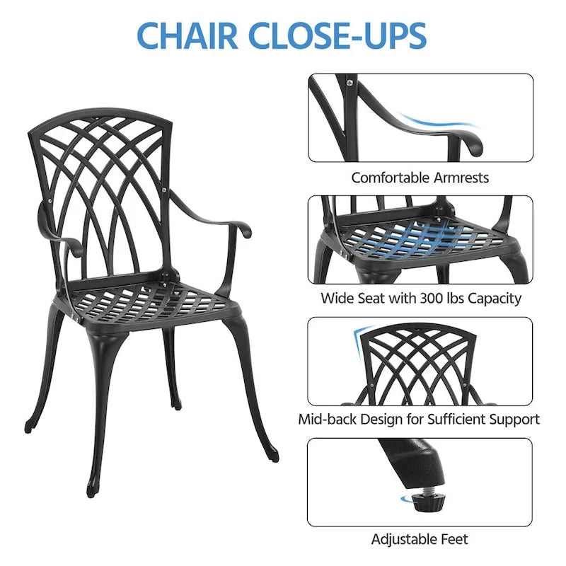 Yaheetech 3-Piece Patio Bistro Set, Cast Aluminum Bistro Table and 2 Chairs Set
