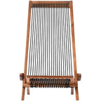 Folding Roping Solid Wood Outdoor Chair, Modern Low Profile Lounge Chair for Patio, Backyard, Deck, Porch, Poolside Garden, Lawn