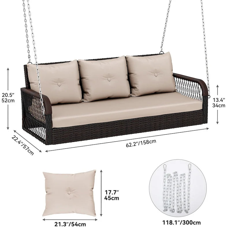 Three-person porch swing