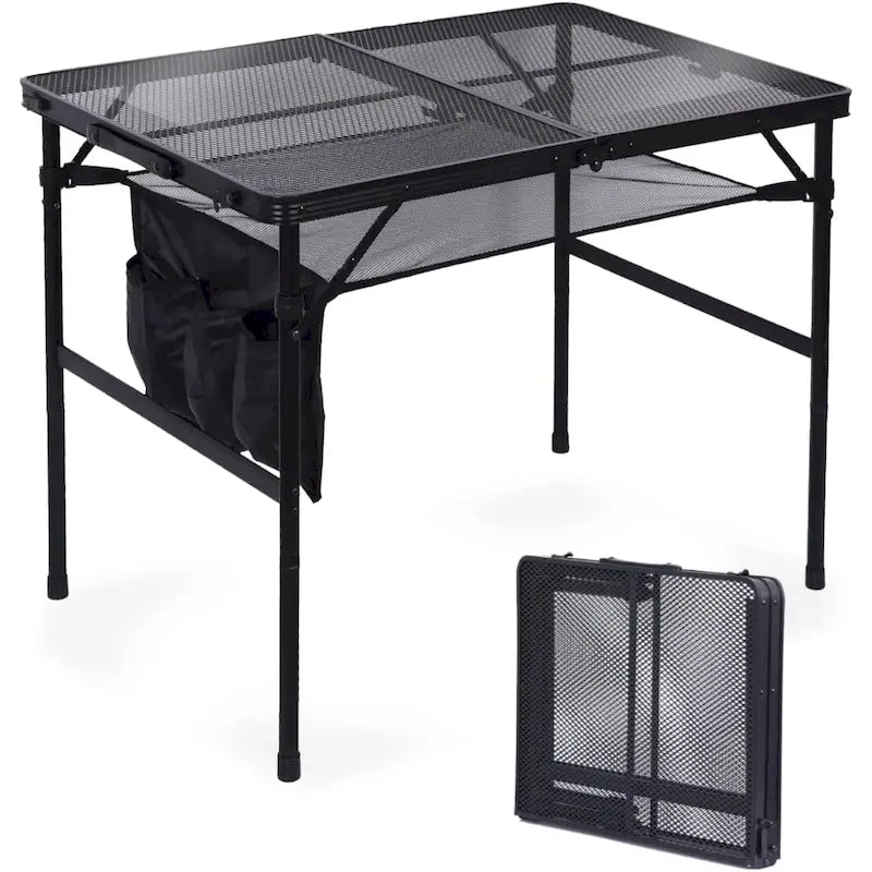 Folding Table Adjustable Height, Portable Camping Table with Mesh Bag Lightweight, Carry Handle for Outdoor, Beach, Picnic