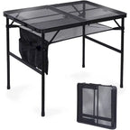 Folding Table Adjustable Height, Portable Camping Table with Mesh Bag Lightweight, Carry Handle for Outdoor, Beach, Picnic