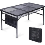 Folding Table Adjustable Height, Portable Camping Table with Mesh Bag Lightweight, Carry Handle for Outdoor, Beach, Picnic