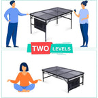Folding Table Adjustable Height, Portable Camping Table with Mesh Bag Lightweight, Carry Handle for Outdoor, Beach, Picnic