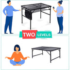 Folding Table Adjustable Height, Portable Camping Table with Mesh Bag Lightweight, Carry Handle for Outdoor, Beach, Picnic