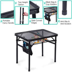 Folding Table Adjustable Height, Portable Camping Table with Mesh Bag Lightweight, Carry Handle for Outdoor, Beach, Picnic