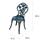 Camellia Cast Aluminum Verdi Green 3-piece Bistro Set with Table and 2 Chairs