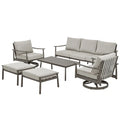6-Person Aluminum Patio Conversation Set with 2 Swivel Chairs, 3-Seat Outdoor Couch and Coffee Table