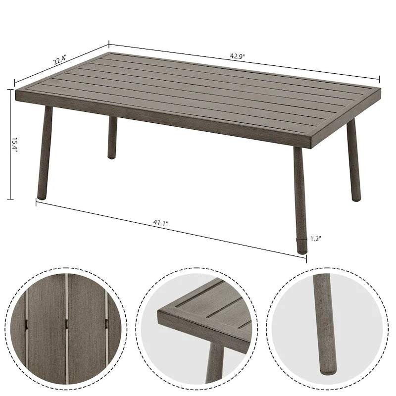 6-Person Aluminum Patio Conversation Set with 2 Swivel Chairs, 3-Seat Outdoor Couch and Coffee Table