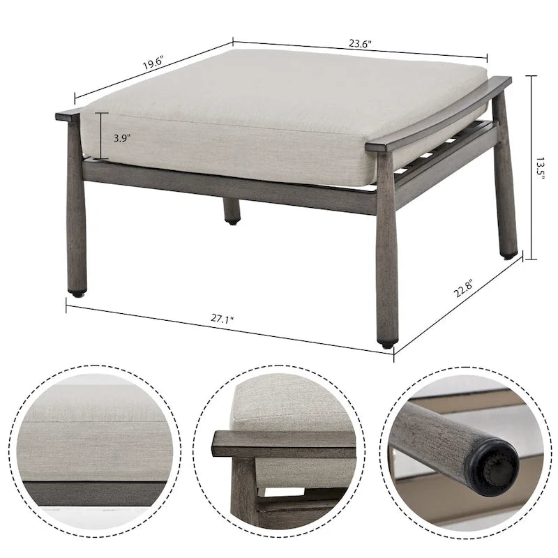 6-Person Aluminum Patio Conversation Set with 2 Swivel Chairs, 3-Seat Outdoor Couch and Coffee Table