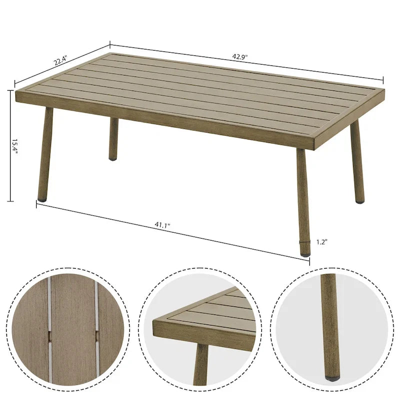 6-Person Aluminum Patio Conversation Set with 2 Swivel Chairs, 3-Seat Outdoor Couch and Coffee Table