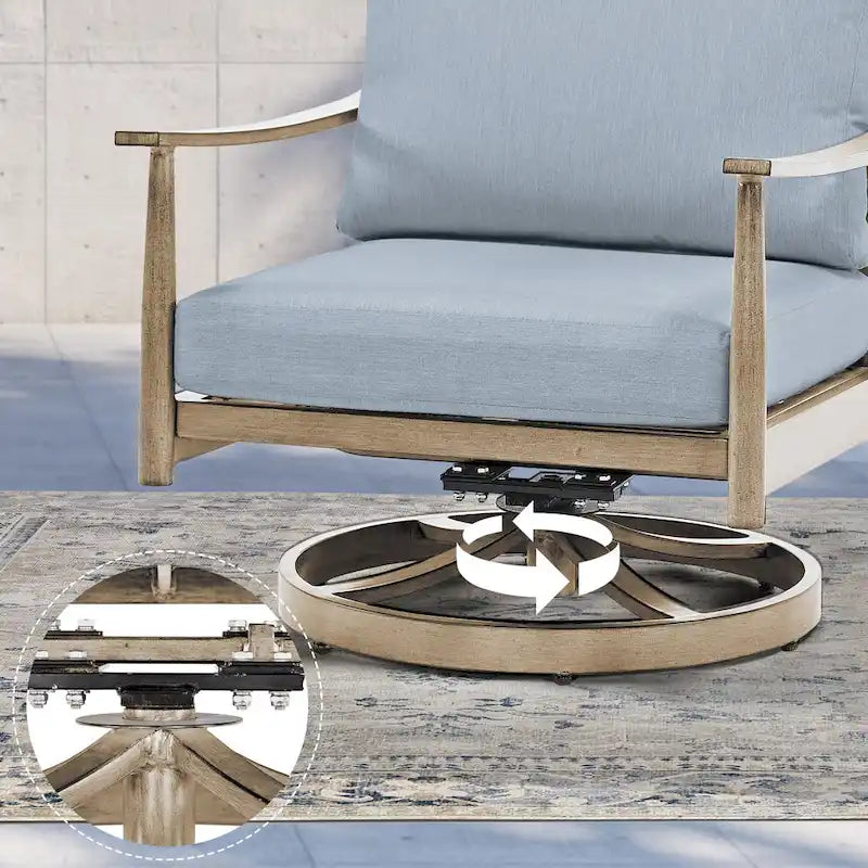 6-Person Aluminum Patio Conversation Set with 2 Swivel Chairs, 3-Seat Outdoor Couch and Coffee Table