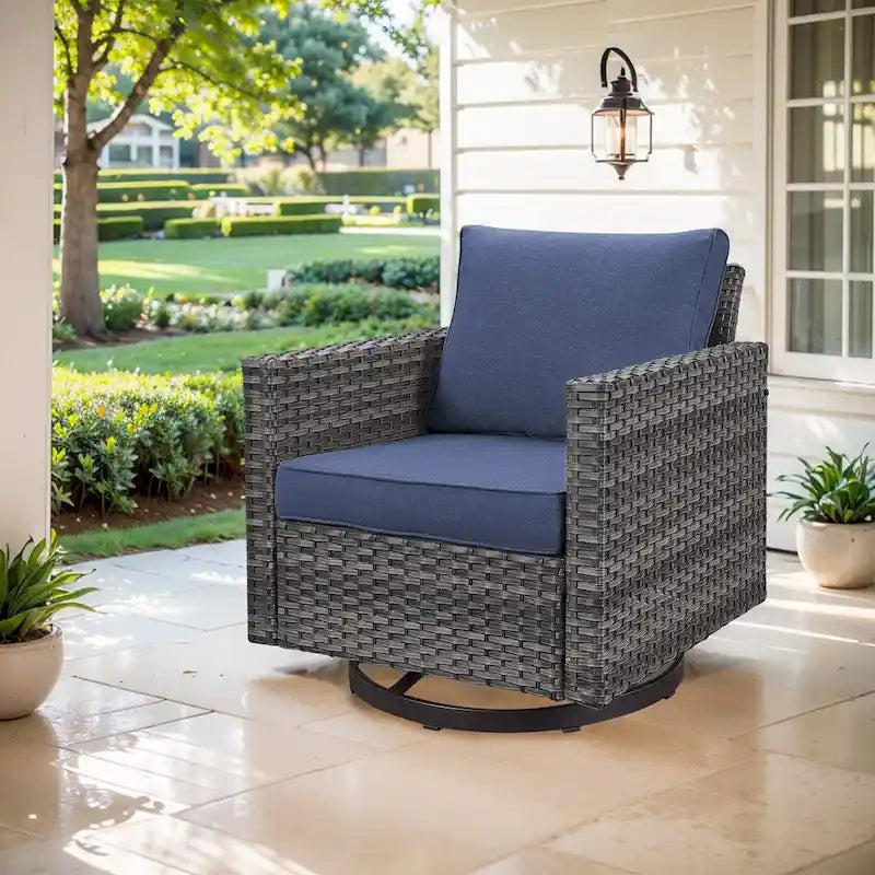 Oversized Outdoor Swivel Rocker Chairs - Grey