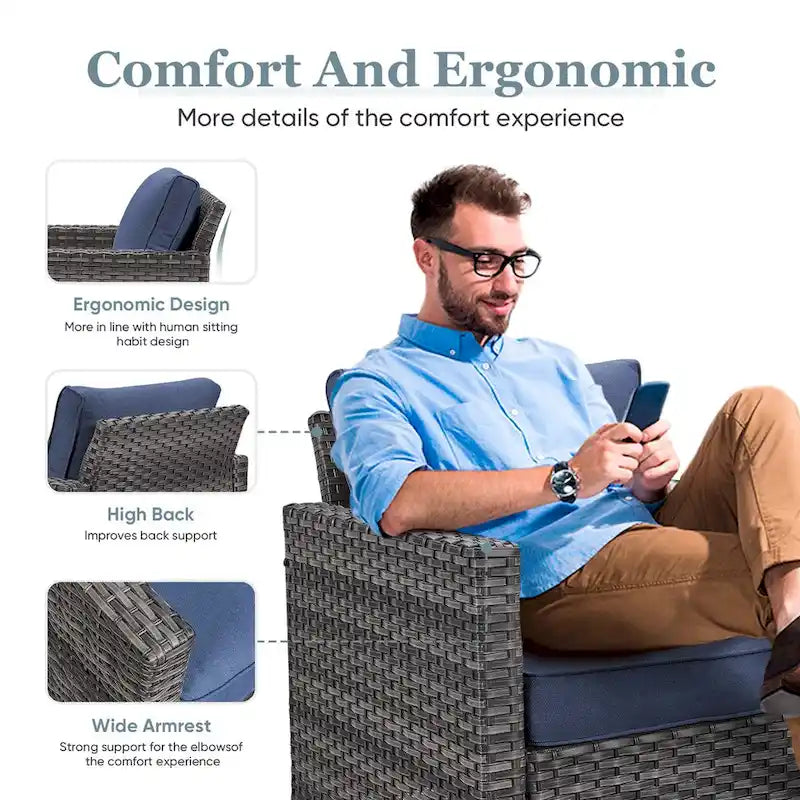 Oversized Outdoor Swivel Rocker Chairs - Grey