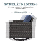 Oversized Outdoor Swivel Rocker Chairs - Grey