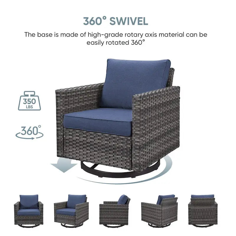 Oversized Outdoor Swivel Rocker Chairs - Grey