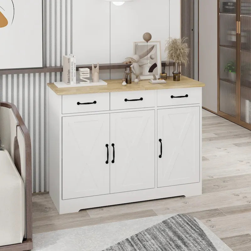 Storage buffet cabinet with 3 drawers and 3 doors