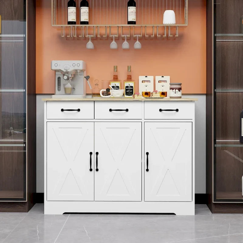 Storage buffet cabinet with 3 drawers and 3 doors