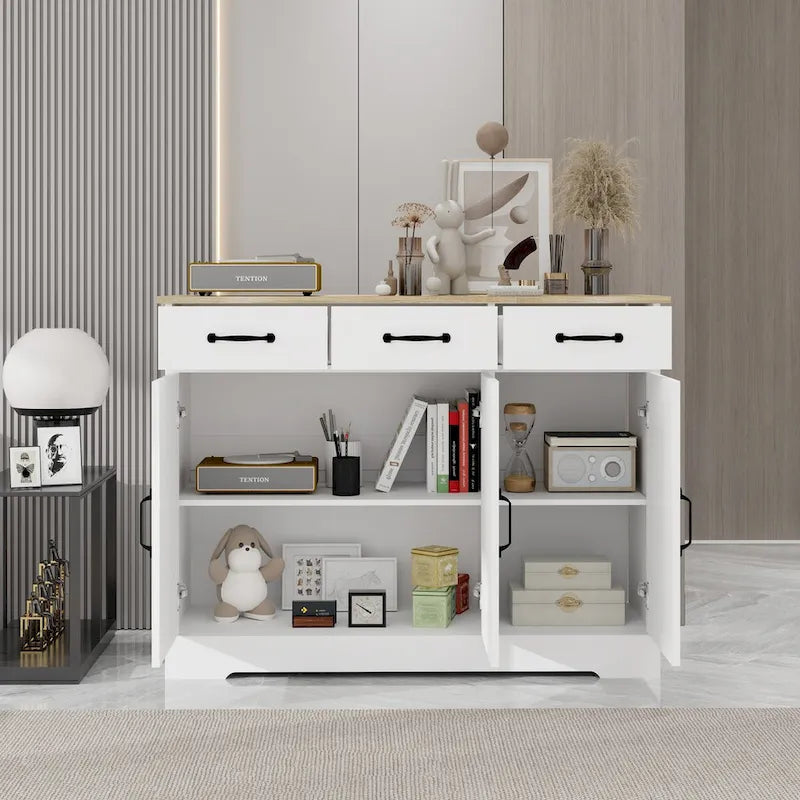 Storage buffet cabinet with 3 drawers and 3 doors