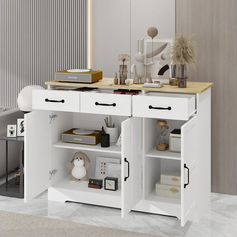Storage buffet cabinet with 3 drawers and 3 doors