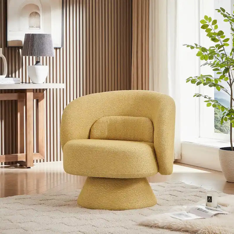 Roomfitters 360-Degree Swivel Sherpa Accent Chair with Toss Pillows - Modern Barrel Chair for Home Office, Living Room, Bedroom