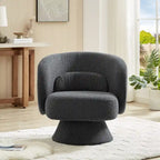 Roomfitters 360-Degree Swivel Sherpa Accent Chair with Toss Pillows - Modern Barrel Chair for Home Office, Living Room, Bedroom