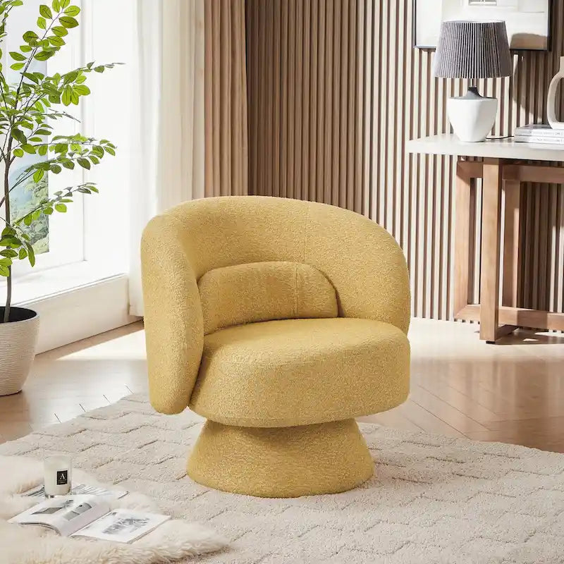 Roomfitters 360-Degree Swivel Sherpa Accent Chair with Toss Pillows - Modern Barrel Chair for Home Office, Living Room, Bedroom