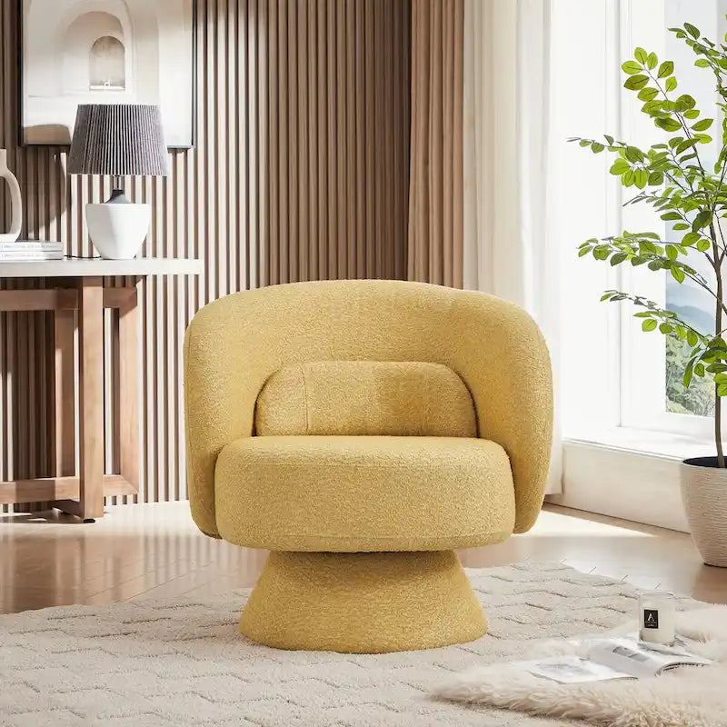 Roomfitters 360-Degree Swivel Sherpa Accent Chair with Toss Pillows - Modern Barrel Chair for Home Office, Living Room, Bedroom