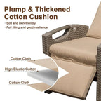 Outdoor Recliner Chair,Patio Recliner with Hand-Woven Wicker,Flip Table Push Back,Adjustable Angle,Reclining Lounge Chair