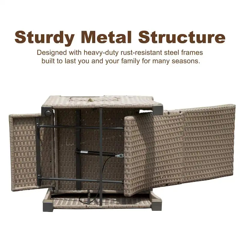Outdoor Recliner Chair,Patio Recliner with Hand-Woven Wicker,Flip Table Push Back,Adjustable Angle,Reclining Lounge Chair