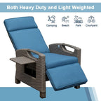 Outdoor Recliner Chair,Patio Recliner with Hand-Woven Wicker,Flip Table Push Back,Adjustable Angle,Reclining Lounge Chair