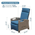 Outdoor Recliner Chair,Patio Recliner with Hand-Woven Wicker,Flip Table Push Back,Adjustable Angle,Reclining Lounge Chair